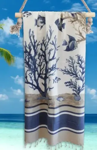 [467-bl] Telo mare Fouta Coralli blu