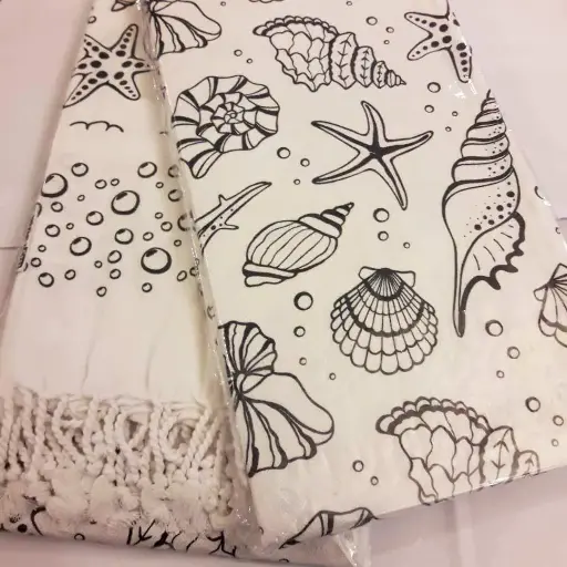 [578-AQ-conch] Telo mare Fouta Acquarius conchiglie